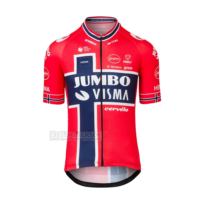 2022 Cycling Jersey Jumbo Visma Red Blue Short Sleeve and Bib Short